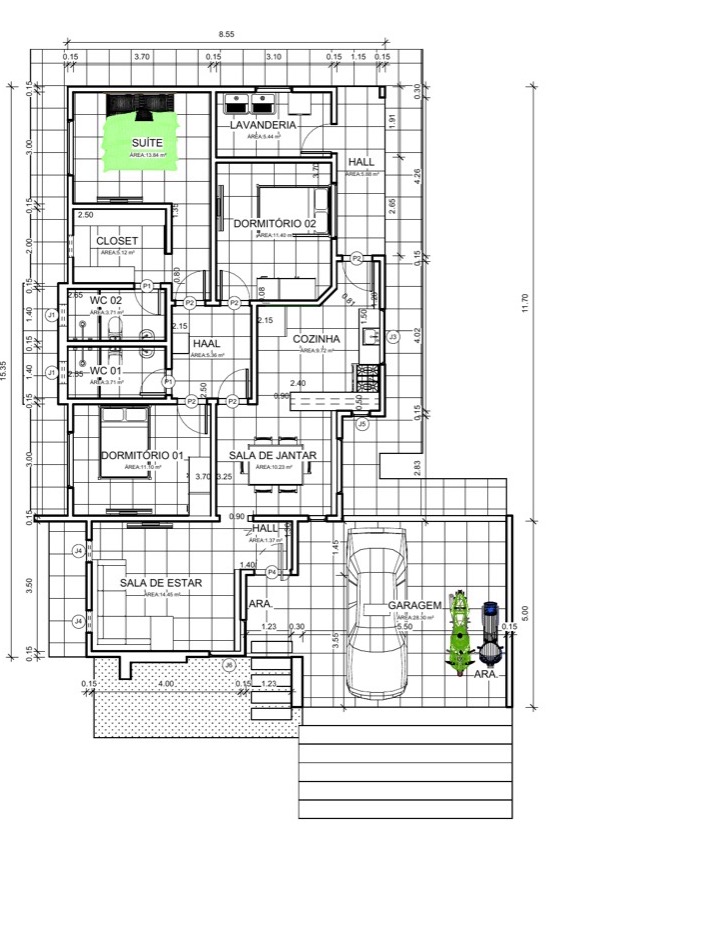 Planta técnica legível do projeto Saraiva